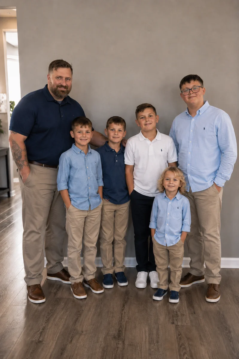 Jacob Roberson with his family — the heart behind Keep It Wet Concrete